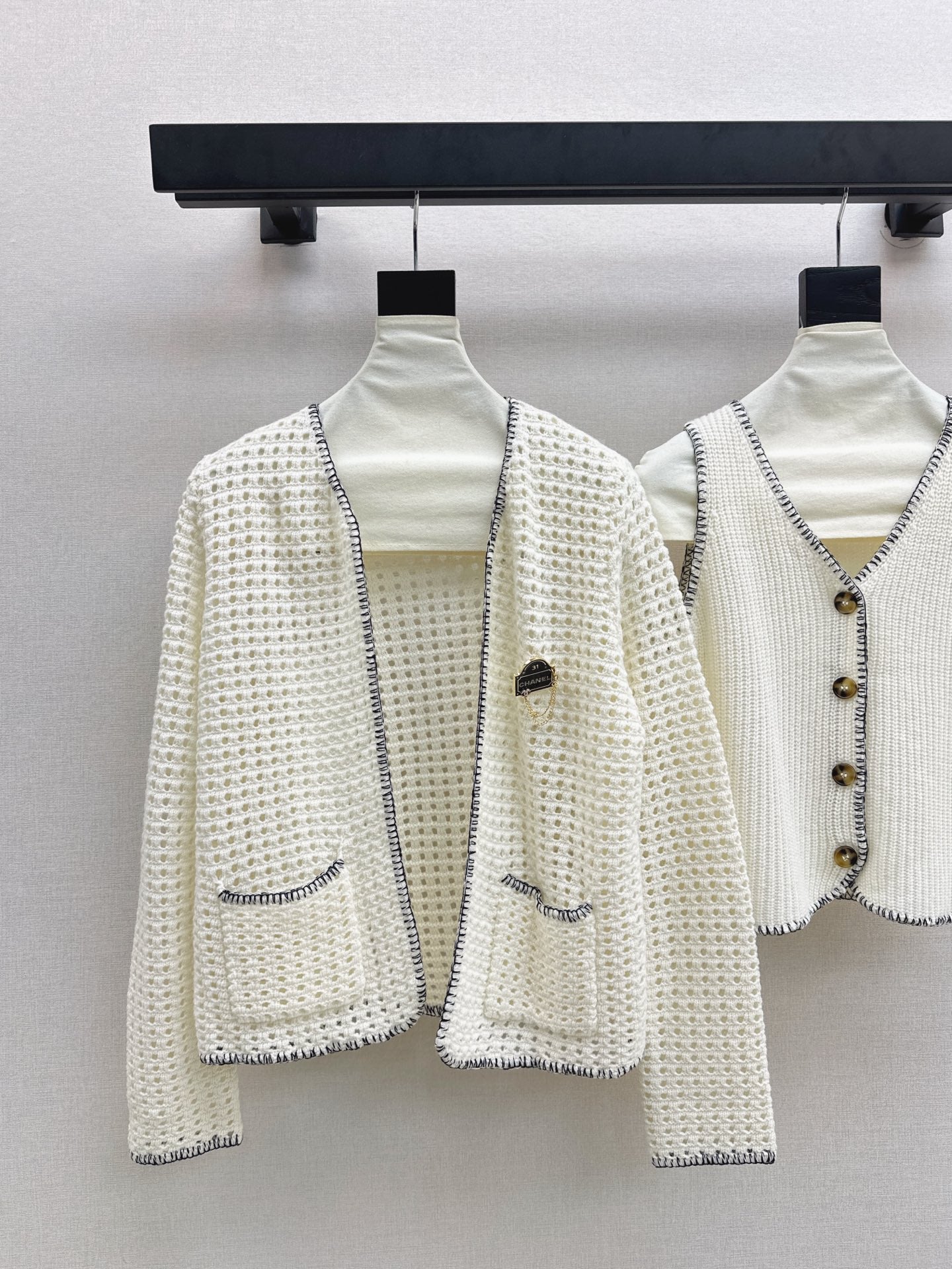 Chan 25fw knitted cardigan vest set