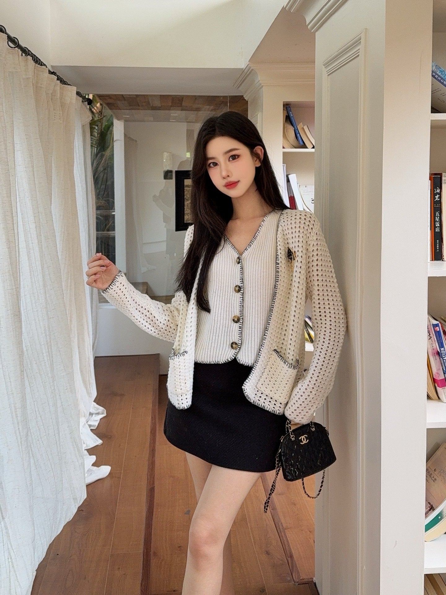 Chan 25fw knitted cardigan vest set