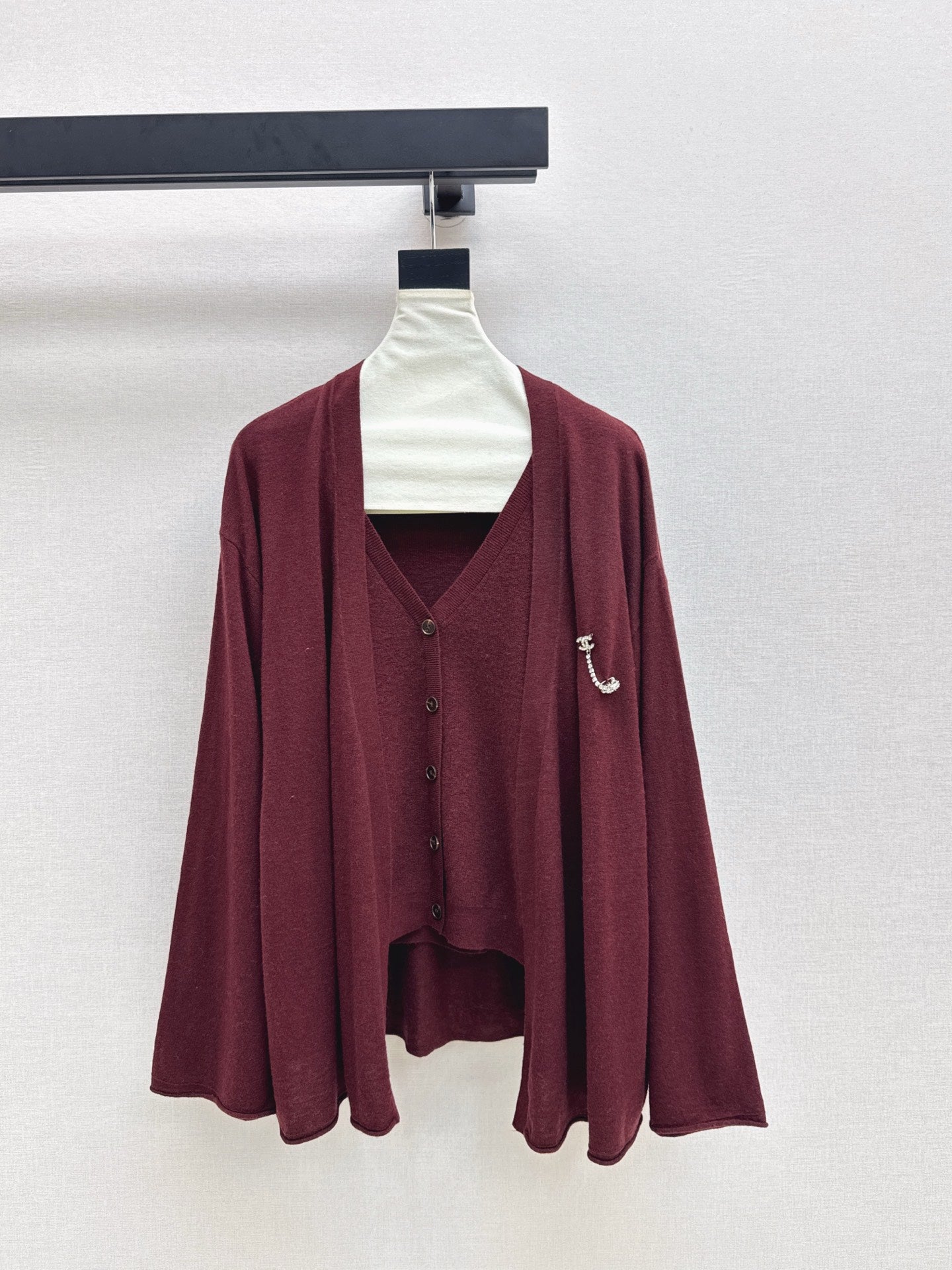 Chan 25fw knitted vest cardigan set