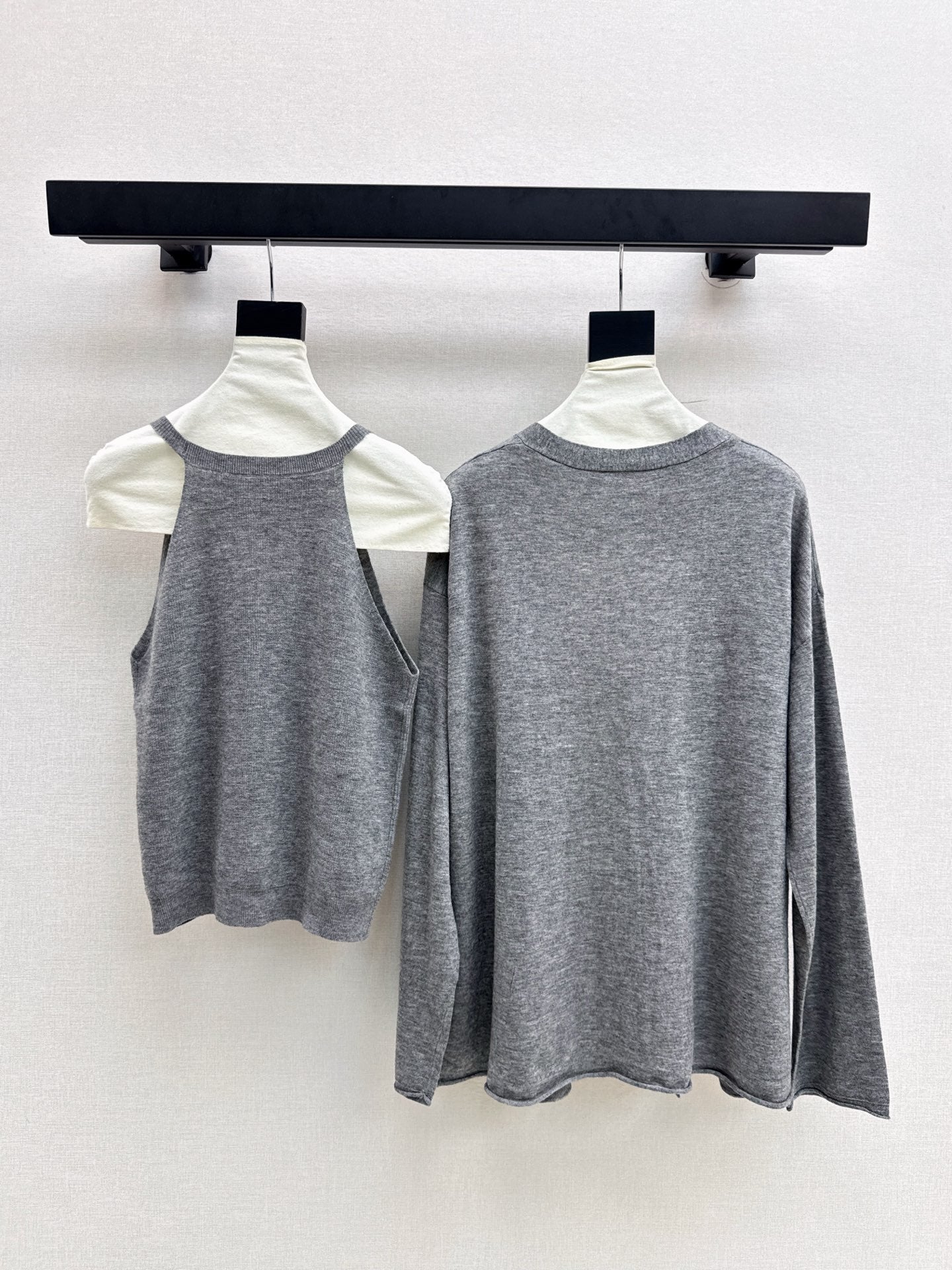 Chan 25fw knitted vest cardigan set
