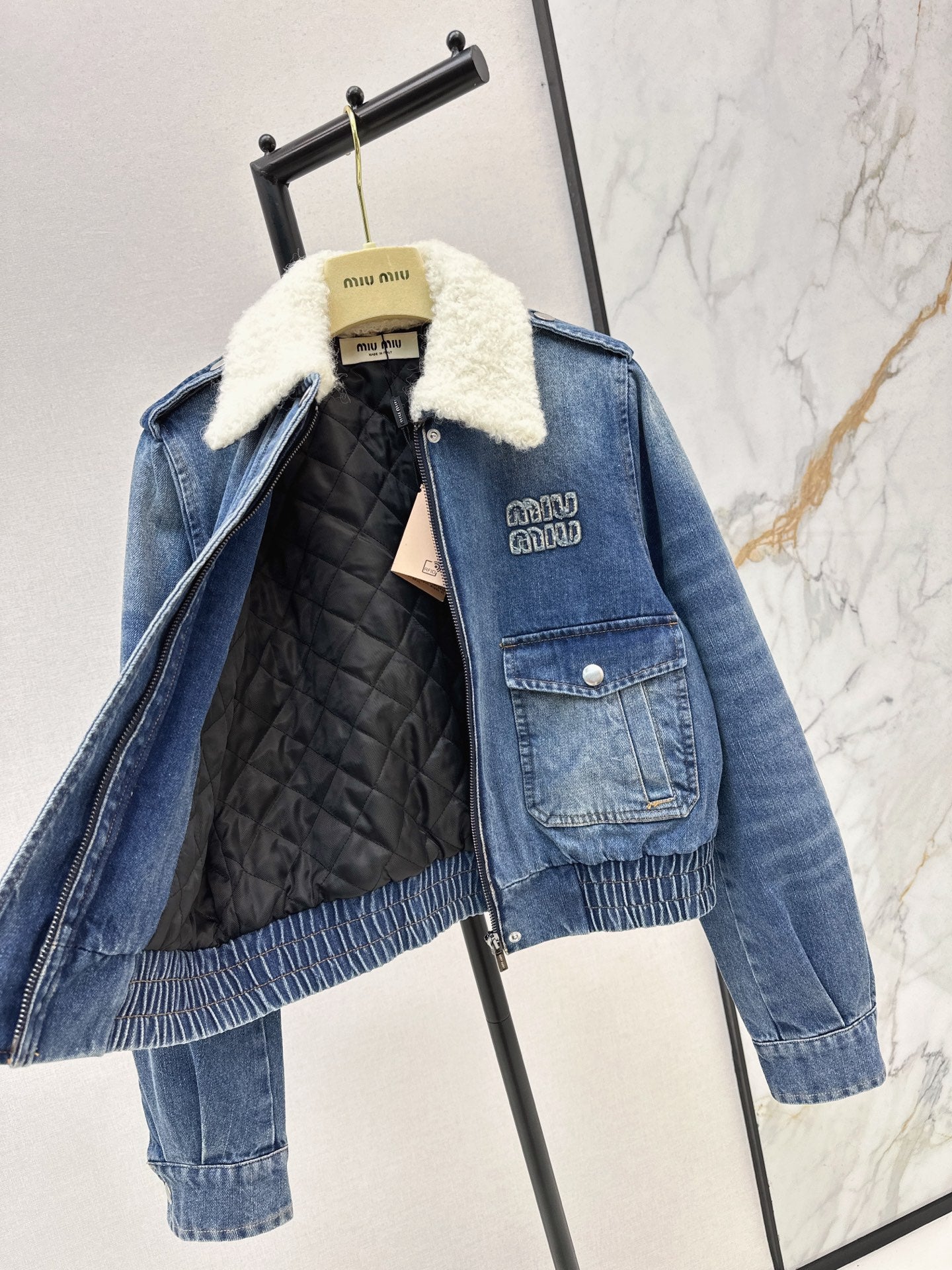 Miu 25fw denim padded jacket