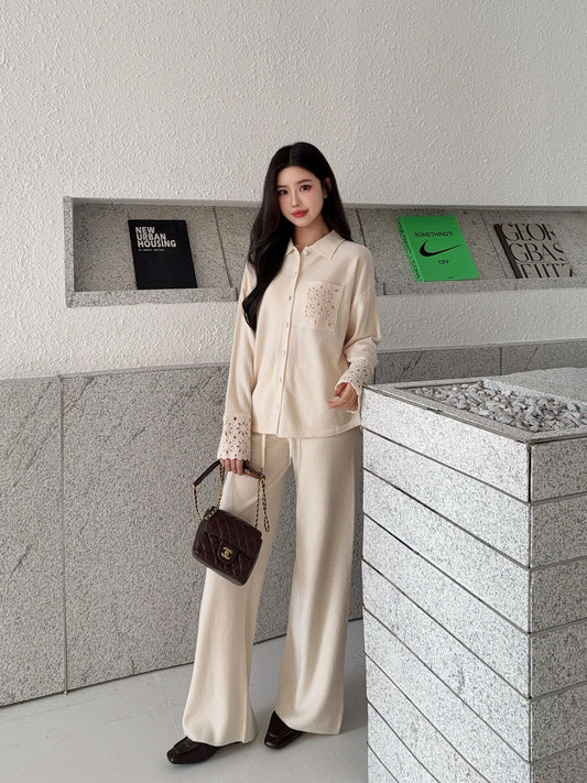 Chol 25fw wool cardigan pants set