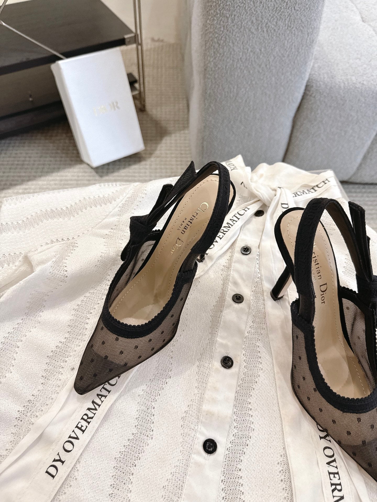 CD 25fw mesh slingback heels