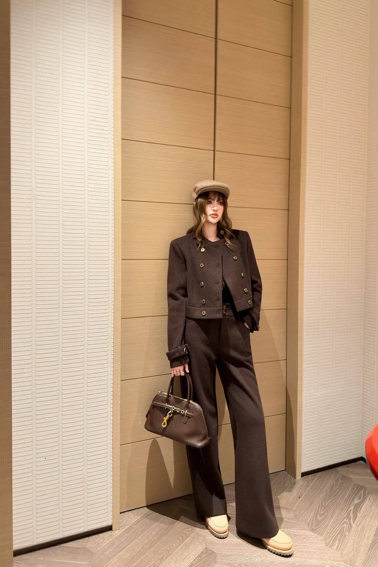 Miu 25fw jacket wide-leg pants set