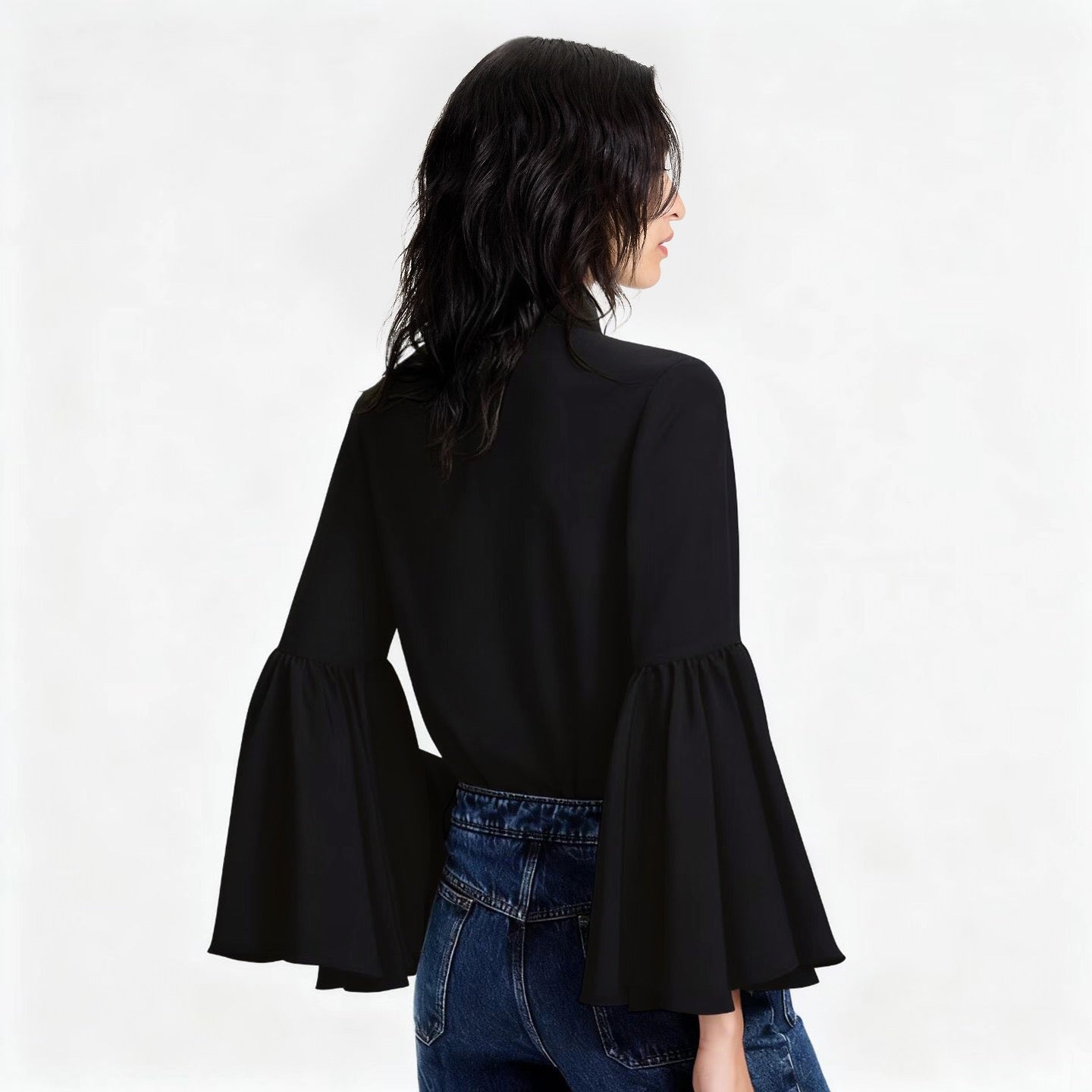 Louis 25fw ribbon flare sleeve shirt