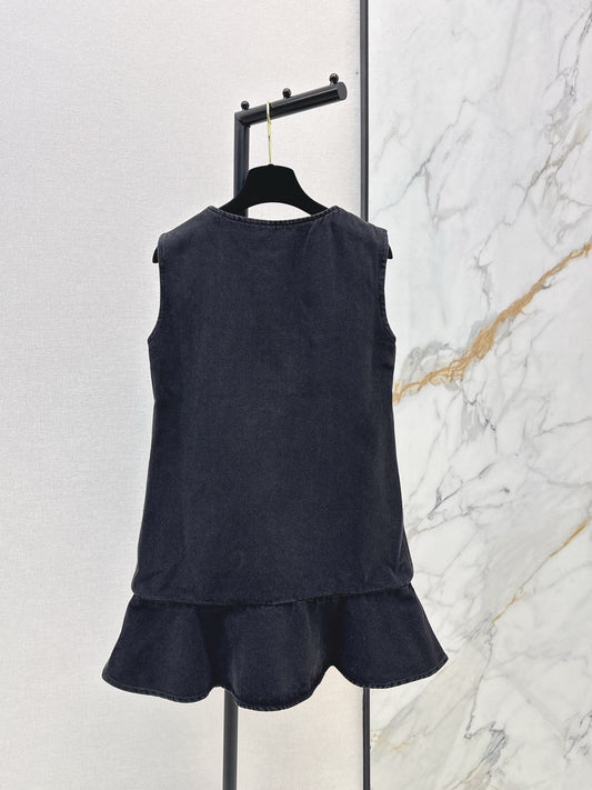 Chan 25fw sleeveless bow denim dress