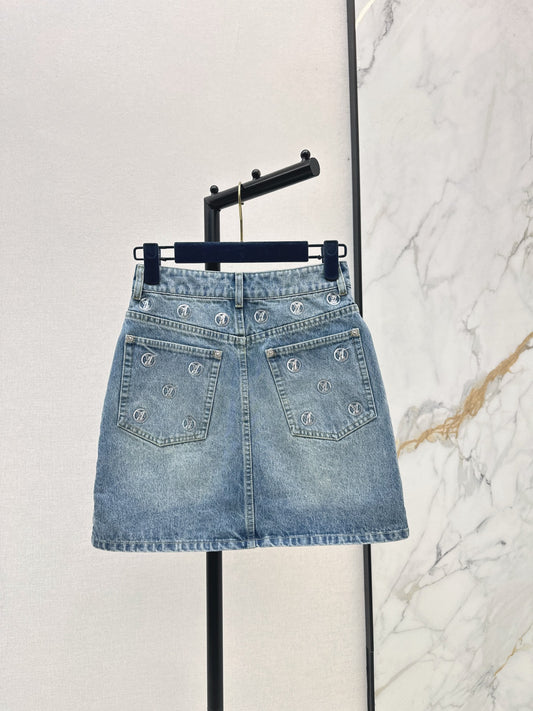 Louis 25fw embroidery denim skirts coin sequins