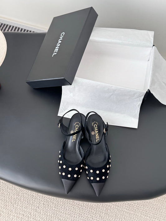 Chan 25fw rhinestones slingback sandals