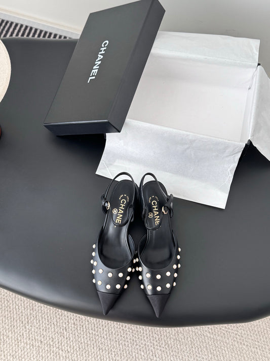 Chan 25fw rhinestones slingback sandals