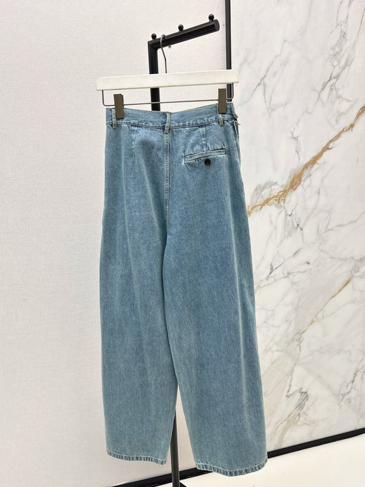 Loe 25fw irregular fold denim pants