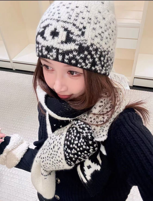 Chan 25fw cashmere hat scarf