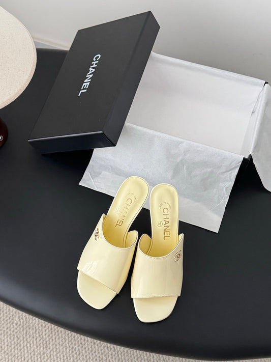 Chan 25fw high heeled slides sandals