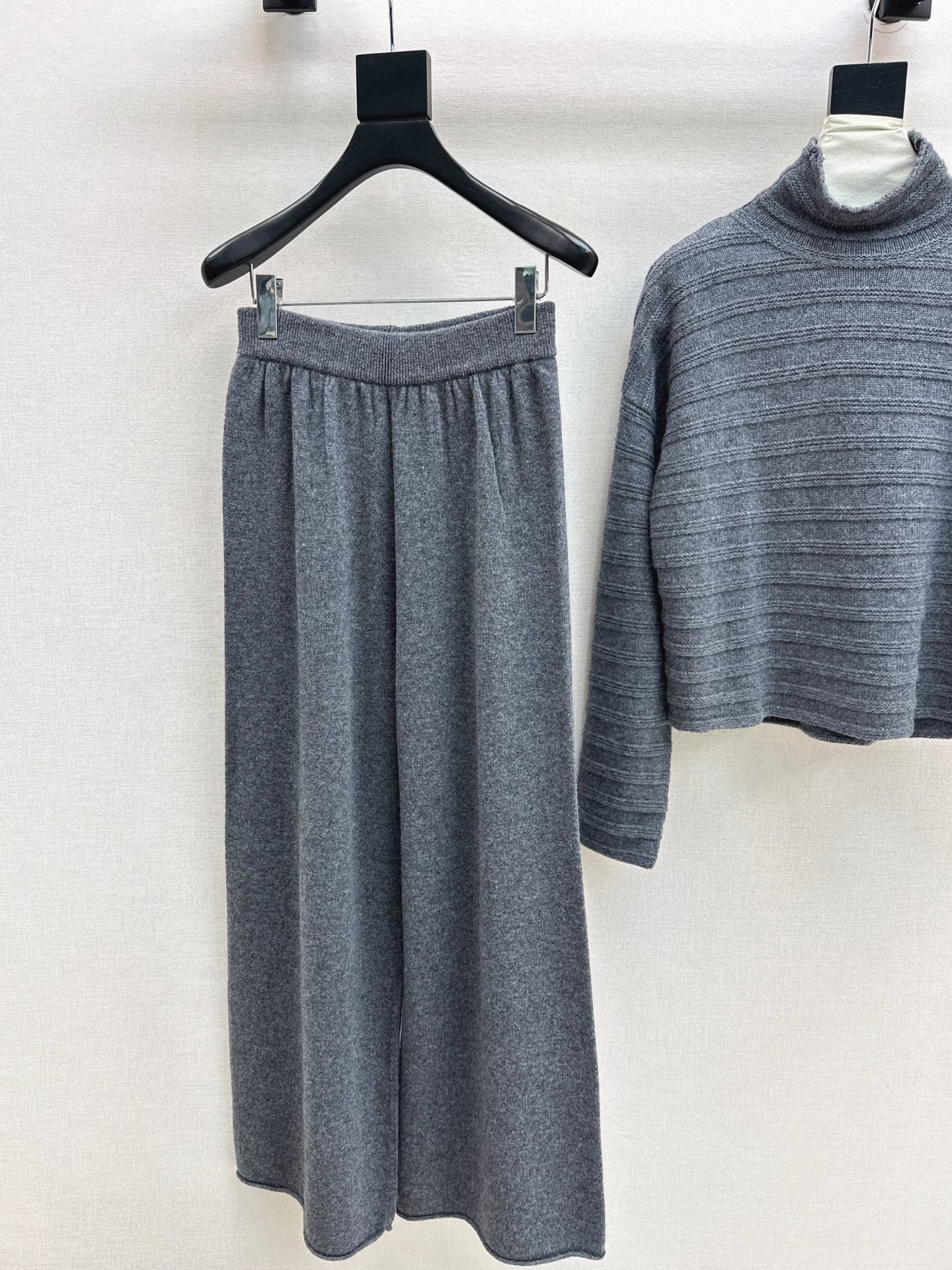 Max 25fw knit suit high neck sweater straight pants outfit sets