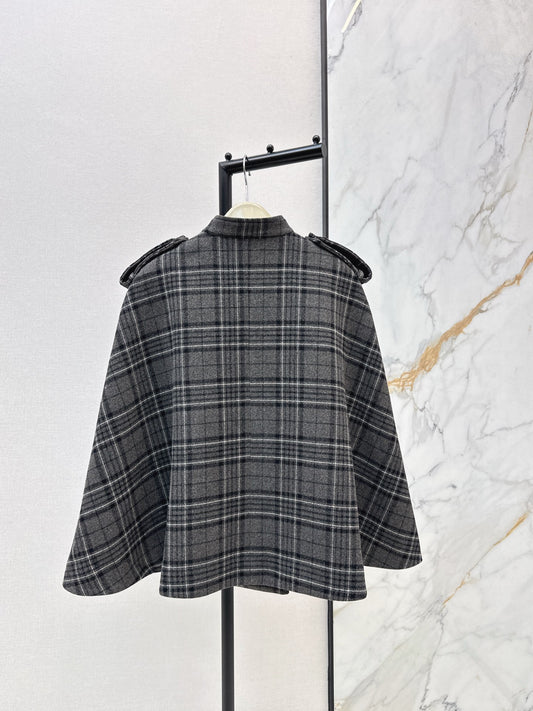 Burb 25fw check cape coats