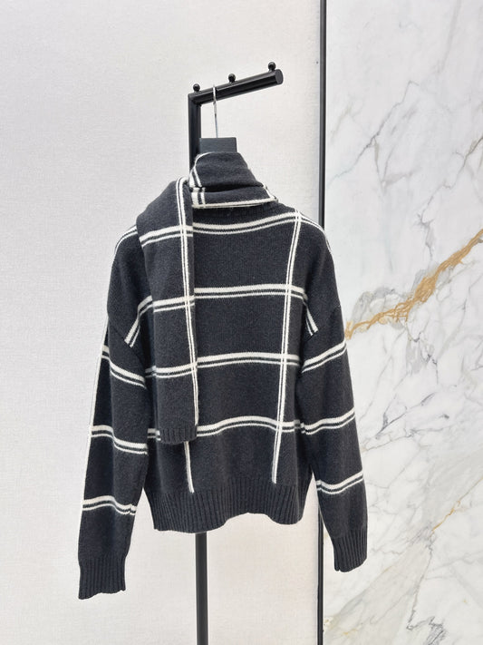 Brun 25fw stripe sweater+scarf