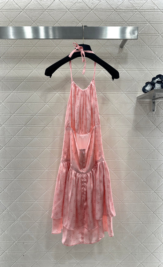 Chan 25fw print halter neck dress