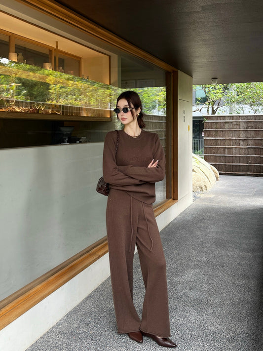 Brun 26ss embroidery sweater pants set