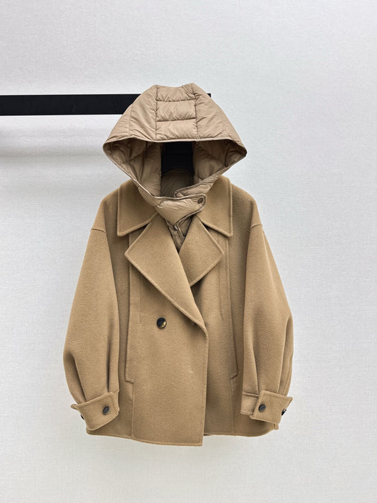 Max 25fw hooded down vest+woolen jacket