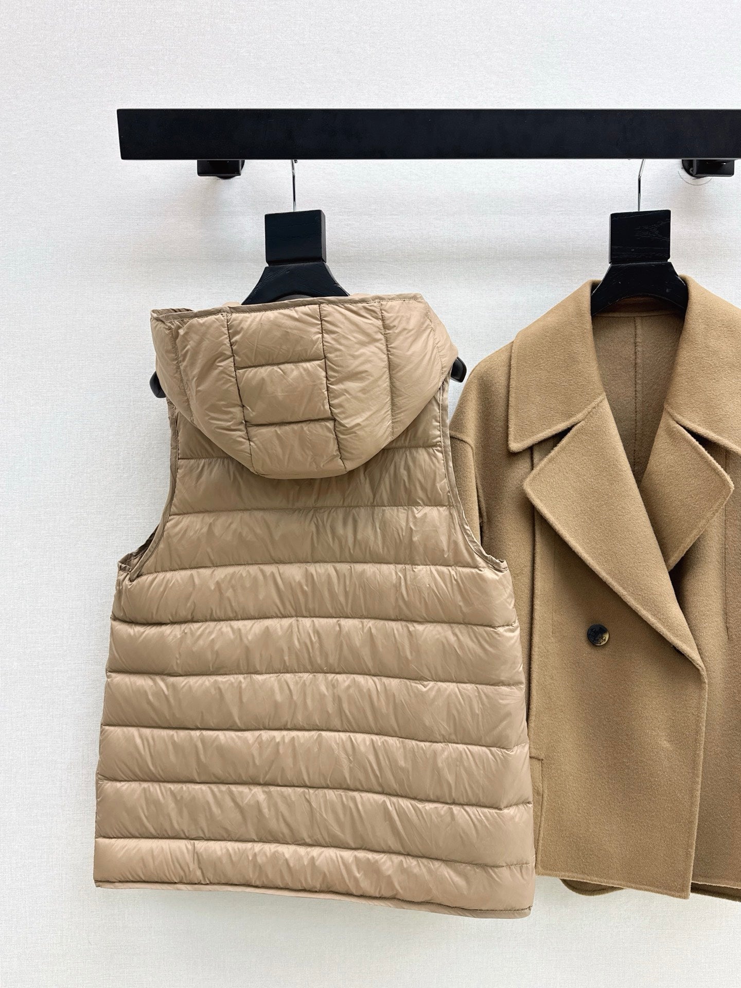 Max 25fw hooded down vest+woolen jacket