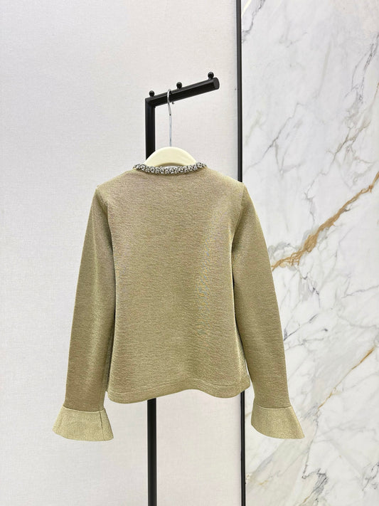 Self-por 26ss rhinestones knit cardigan