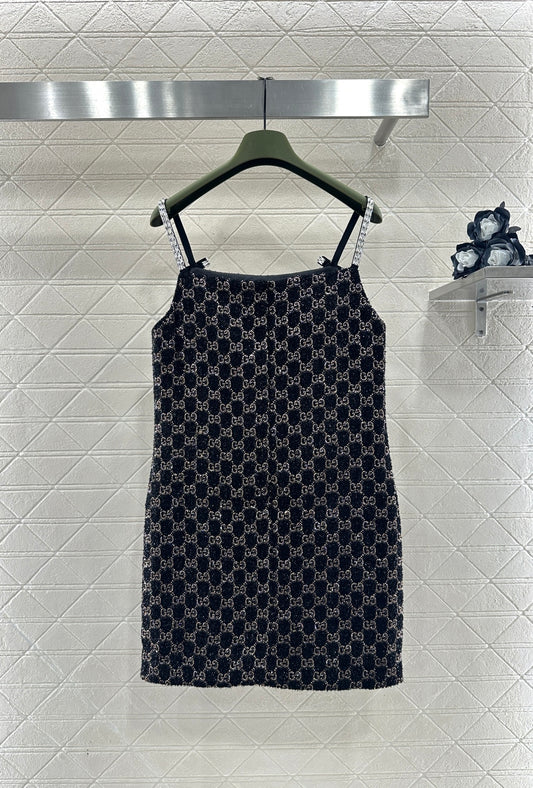 Gucc 26ss rhinestones dress