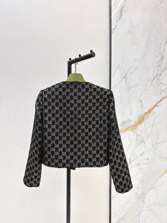 Gucc 26ss woven rhinestones jacket