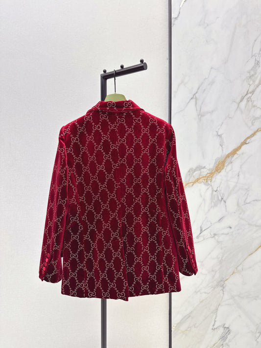 Gucc 26ss rhinestone velvet blazer
