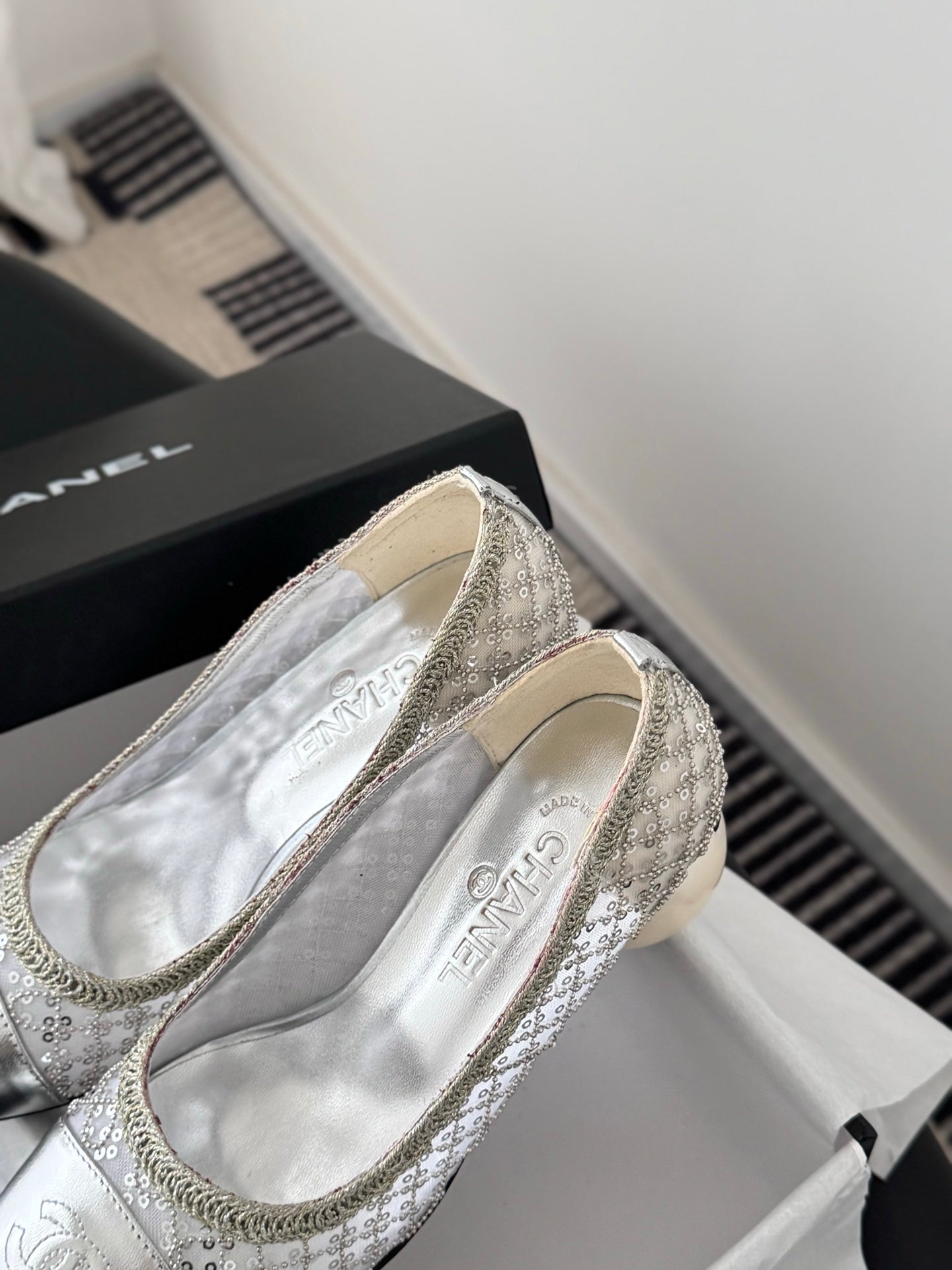 Chan 26ss pearl mary jane chunky heel