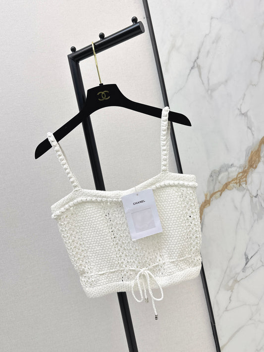 Chan 26ss hollow knit slip vest