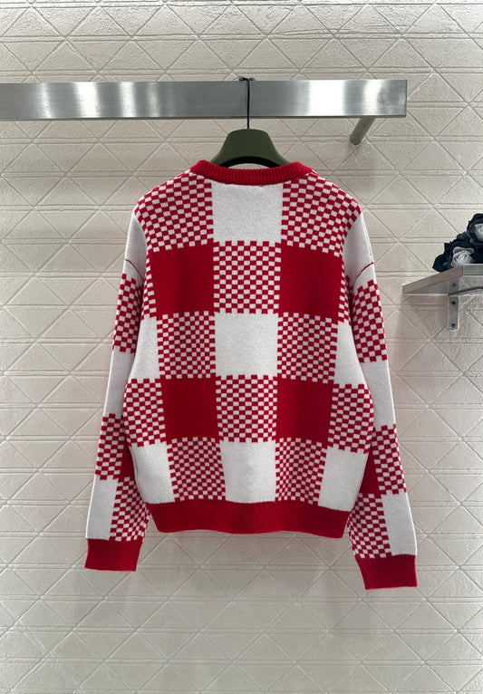 Gucc 26ss checkerboard knit sweater