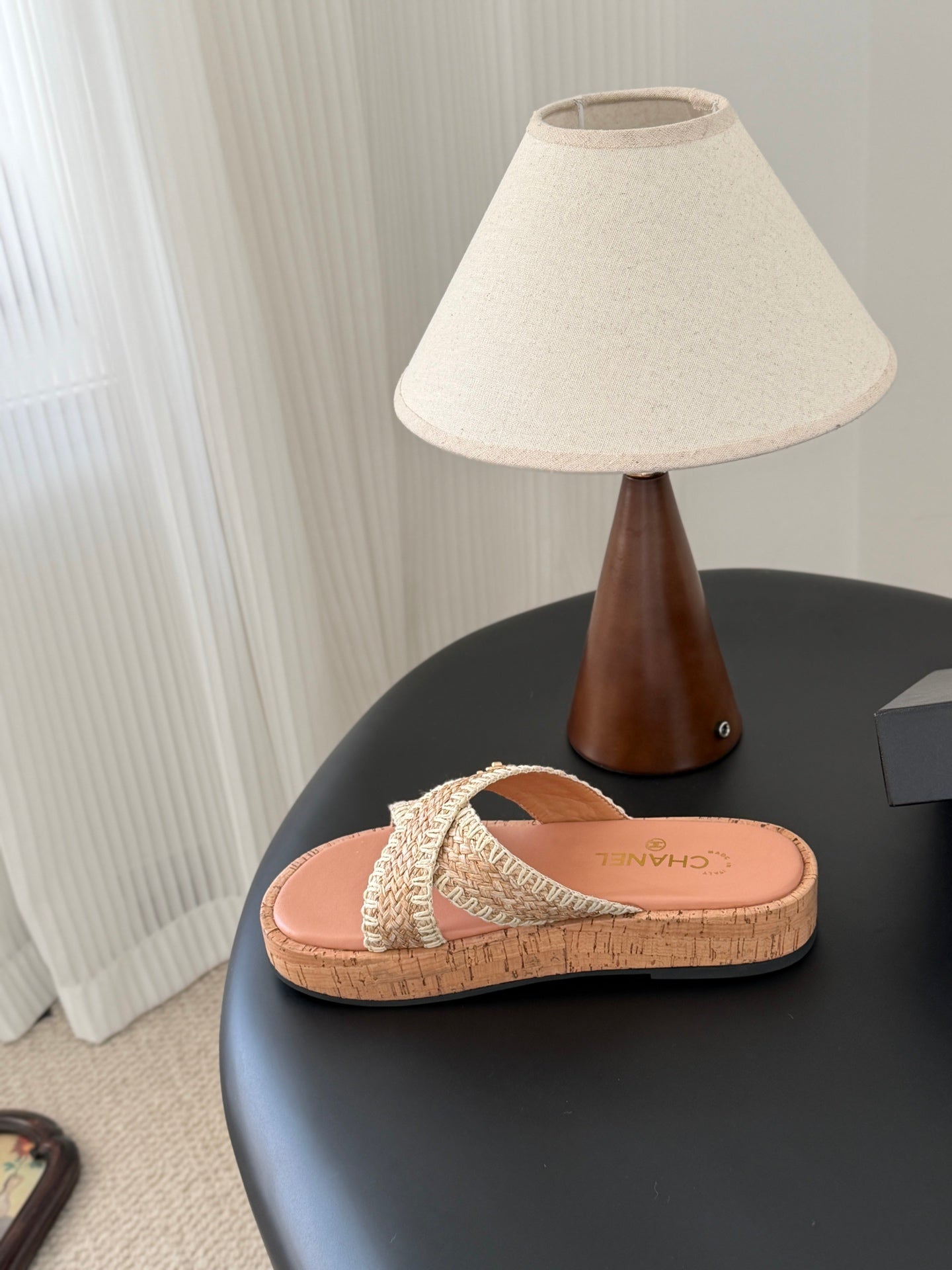 Chan 26ss woven platform slides