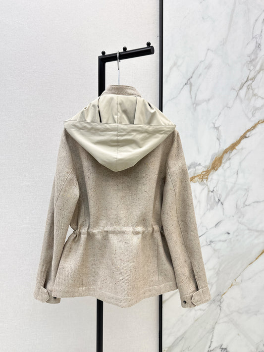Loro 26ss hooded drawstring waist jacket
