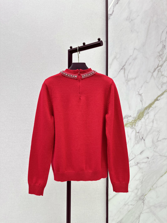 Valen 26ss bow rhinestone sweater