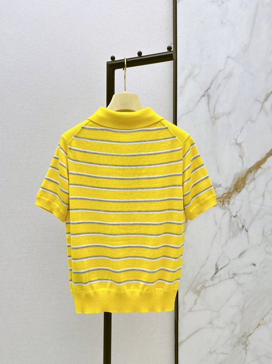 Miu 26ss stripe polo knit sweater
