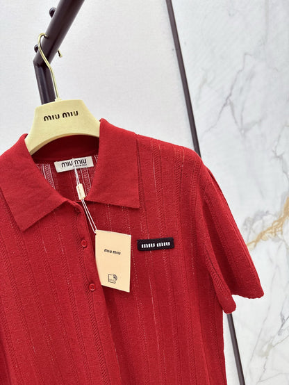 m 25ss knitted polo shirt