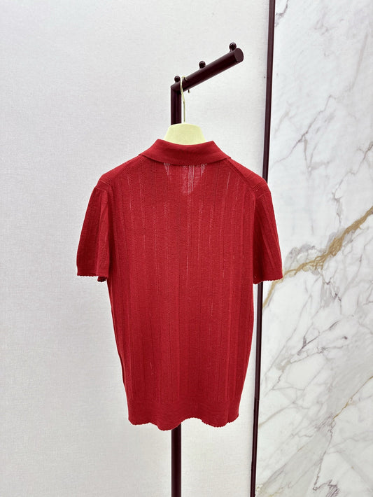 m 25ss knitted polo shirt