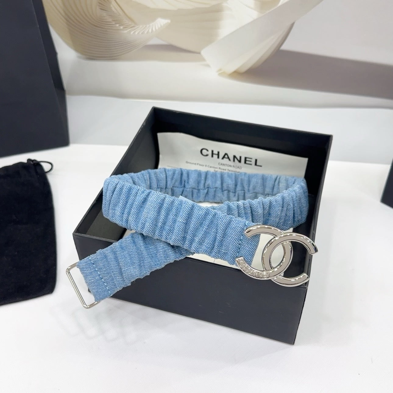 Ch denim belt