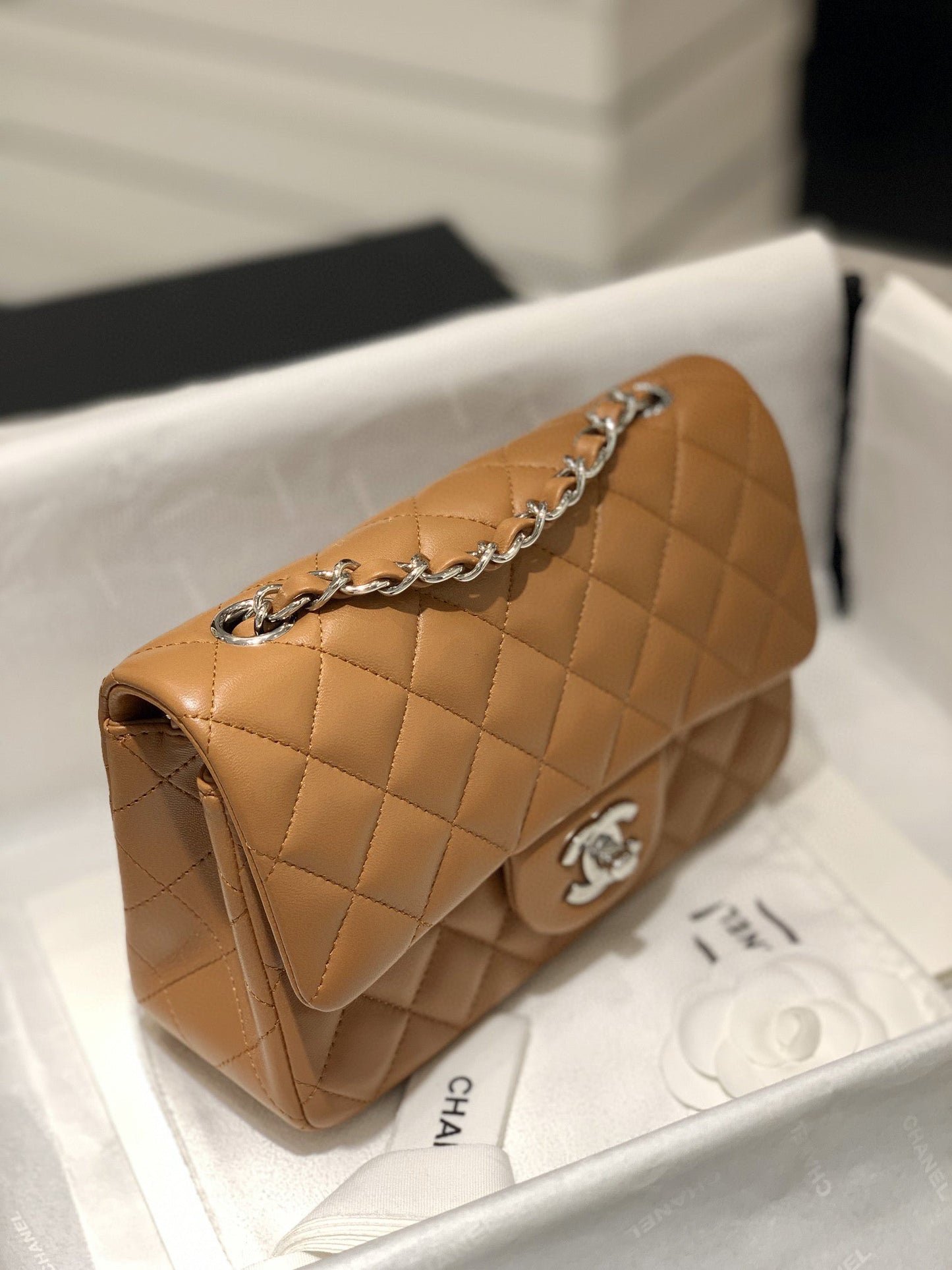CH  MINI CLASSIC HANDBAG 20 Lambskin Gold Brown