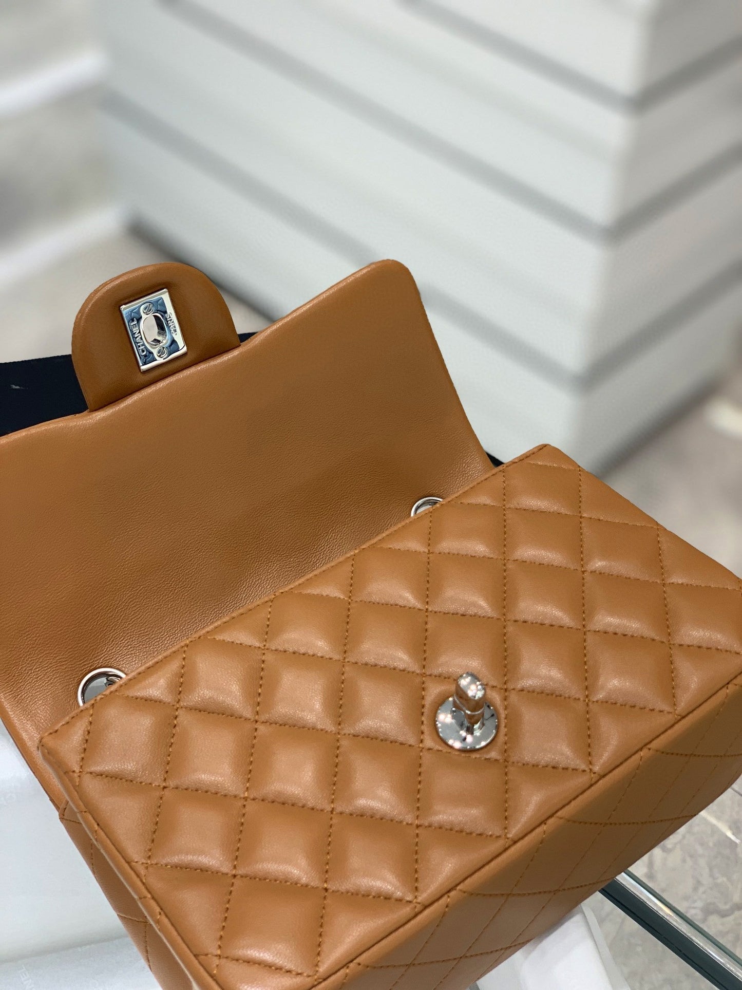 CH  MINI CLASSIC HANDBAG 20 Lambskin Gold Brown