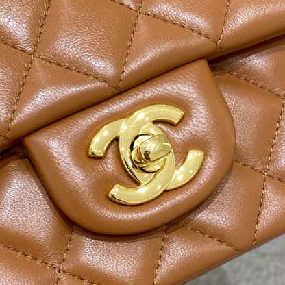 CH  MINI CLASSIC HANDBAG 20 Lambskin Gold Brown