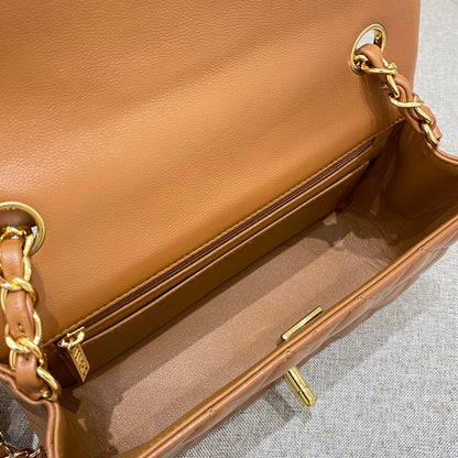 CH  MINI CLASSIC HANDBAG 20 Lambskin Gold Brown