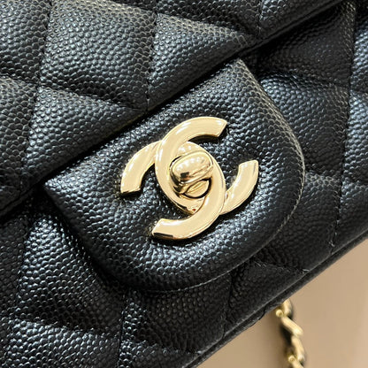 CH  MINI CLASSIC HANDBAG 20 Small Grained Calfskin Black
