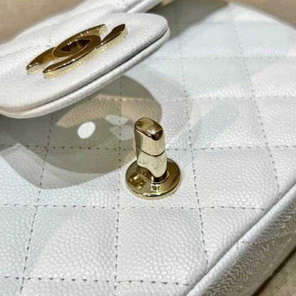 CH MINI CLASSIC HANDBAG 20 Small Grained Calfskin White