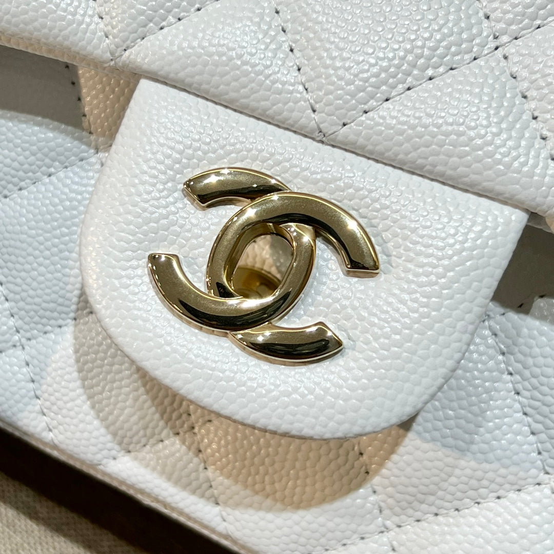 CH MINI CLASSIC HANDBAG 20 Small Grained Calfskin White