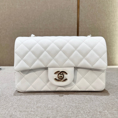 CH MINI CLASSIC HANDBAG 20 Small Grained Calfskin White