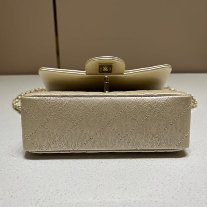 CH MINI CLASSIC HANDBAG 20 Small Grained Calfskin Champagne Gold