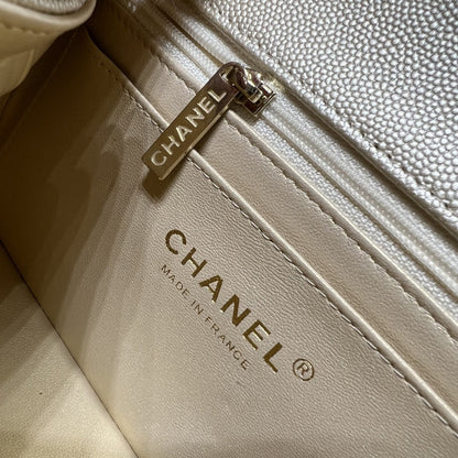 CH MINI CLASSIC HANDBAG 20 Small Grained Calfskin Champagne Gold