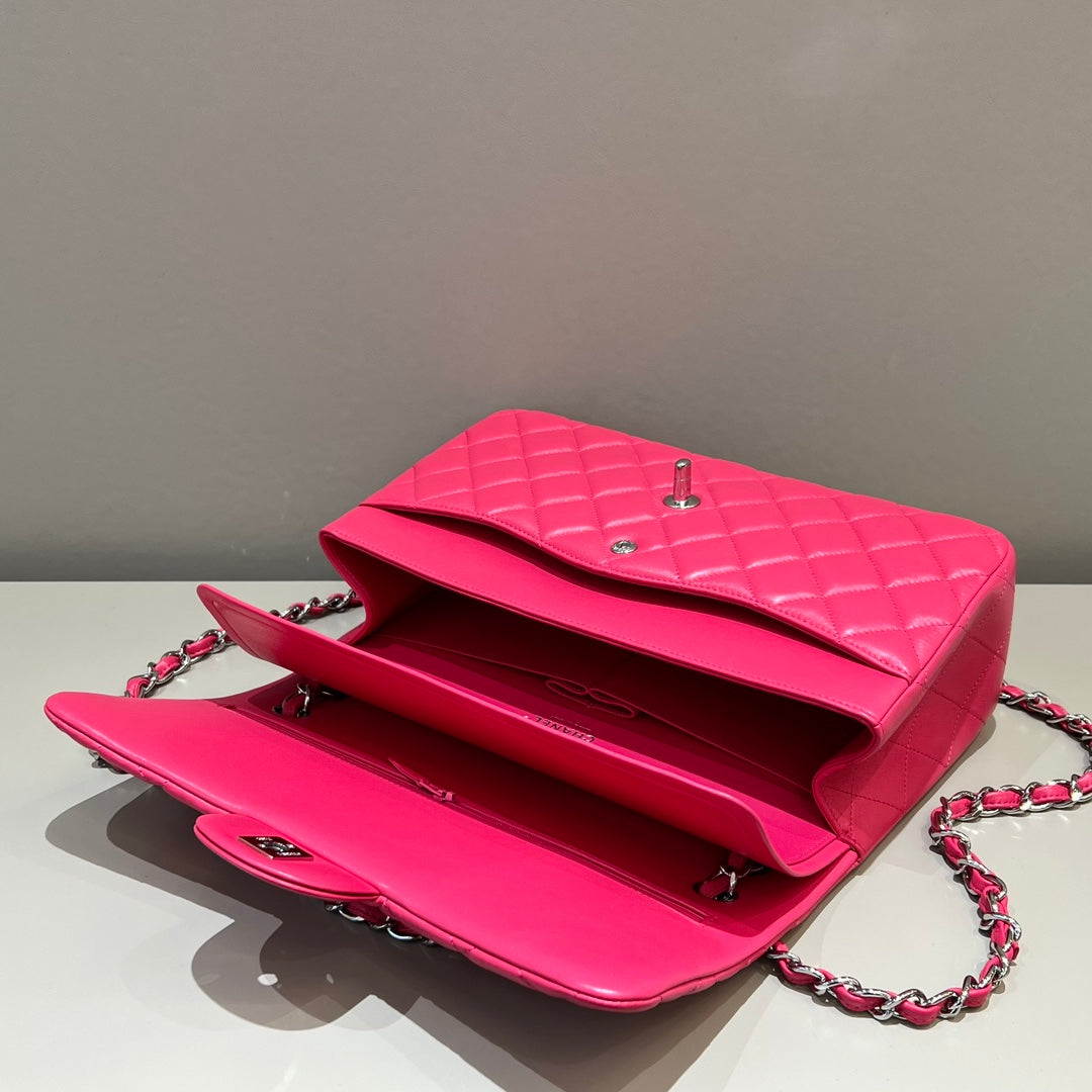 CH  LARGE CLASSIC HANDBAG 30 Lambskin Rose Red
