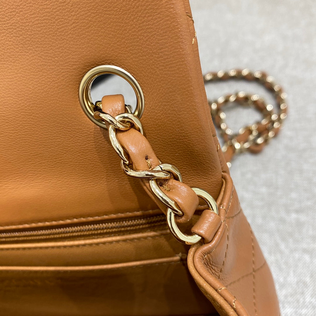 CH  MINI CLASSIC HANDBAG 20 Lambskin Gold Brown