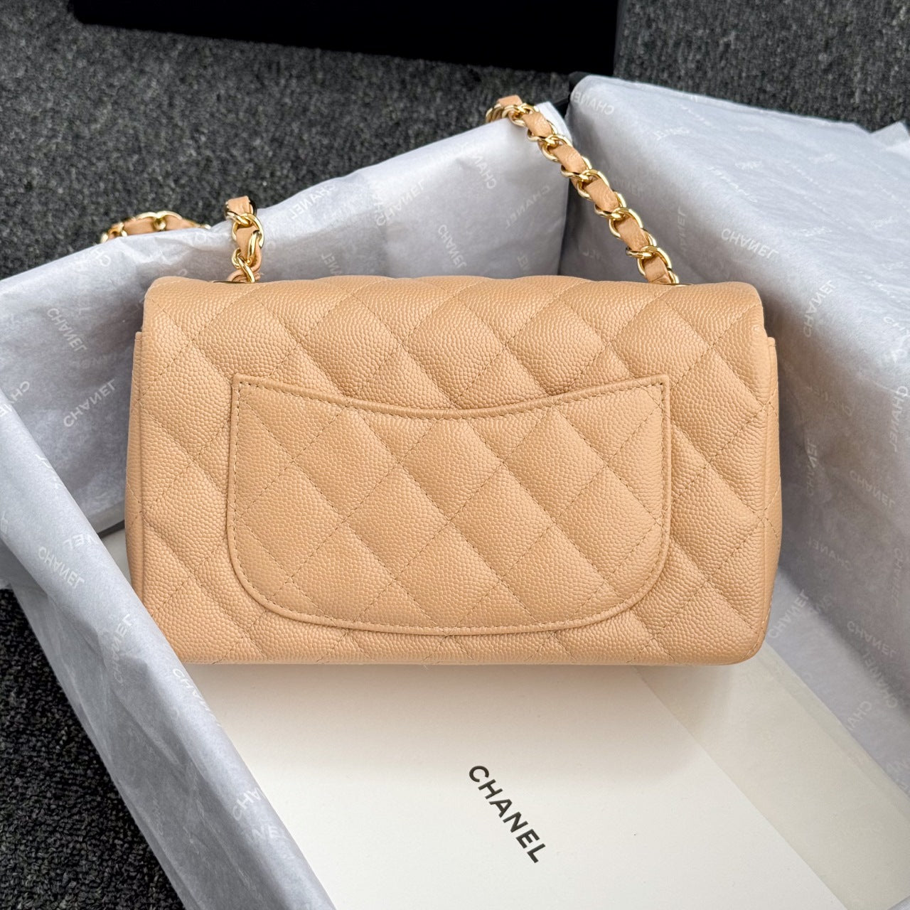 CH MINI CLASSIC HANDBAG 20 Small Grained Calfskin Light Teas